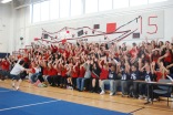 The junior class roller coaster last year at the pep rally.
