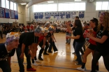 Seniors and teachers playing a game.