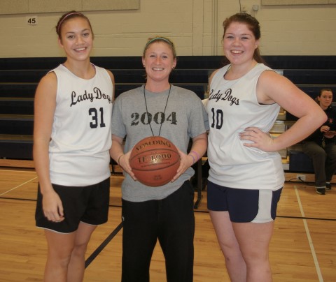 Kyra Rose, Ally Cerrato and Coach Mitchell are looking forward to playing rival Hanover High School tonight!