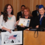 Ashley Pezzella was the Patriotic Art Show of Massachusetts, first place winner. Her drawing pictured above will now be entered in the Nationals. Her award was presented by Melissa Pratt, and Claire Payne of the Ladies Auxiliary Veterans of Foreign Wars (LAVFW).