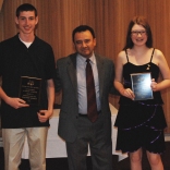 Sophomores Matthew Kirslis and Erika Wiley received a Foreign Language Award from Mr. Moscoso.