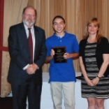 Ryan Sugrue received the Overall Outstanding Academic Achiever Award from Rockland Superintendent of Schools, John Retchless and RHS Guidance Director Melanie Shaw.