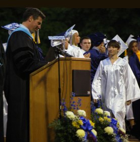 Danielle Hill proudly walks up to receive her diploma.