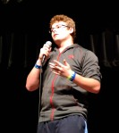 Sophomore Jake Hughes expresses emotion while telling his story. photo by Jurnee Dunn