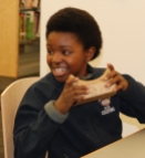 6th grader Makhi Johnson gets ready to look into the viewer photo by Hannah Boben