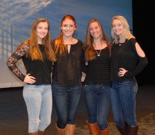 Noelle Atkins, Kaylee Patten, Colleen McCarthy and Colleen Burke were the emcees for the Mr. Rockland contest. photo by Sophie McLellan