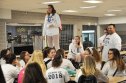 Junior class president Hannah Boben leads the class meeting before the rally. photo by Jayanna Parham