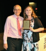 Mr. Murphy presents Mariana O'Connor with the Grade 10 Digital Media Award