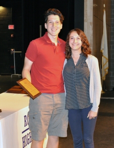 Phil Pattinson received the Grade 11 Music Award from Ms. McComb.